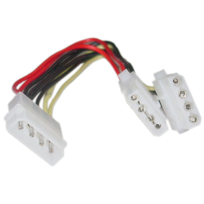 4 Pin Molex Power Y Cable, 5.25 inch Male to Dual 5.25 inch Female, 8 inch