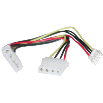 4 Pin Molex to Floppy and 4 Pin Molex Power Y Cable, 5.25 inch Male to 5.25 inch Female and 3.5 inch Female, 8 inch