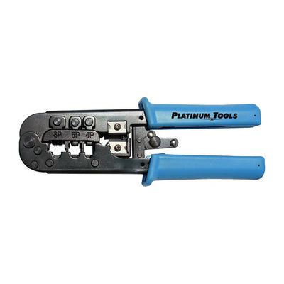 Network and Phone RJ11 / RJ12 / RJ22 / RJ45 Crimp Tool by Platinum Tools. For use with traditional-style modular connectors.