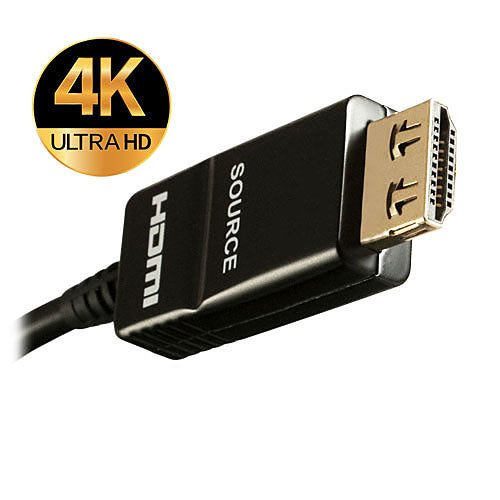 Shielded Plenum HDMI Active Optical Cable, 4K@60, Black, HDMI Male