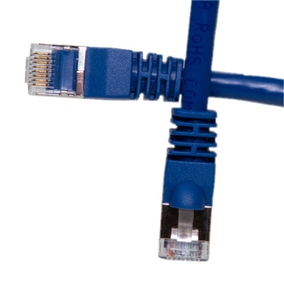 Shielded Cat6a Blue Copper Ethernet Patch Cable, 10 Gigabit, Snagless/Molded Boot, POE Compliant, 500 MHz