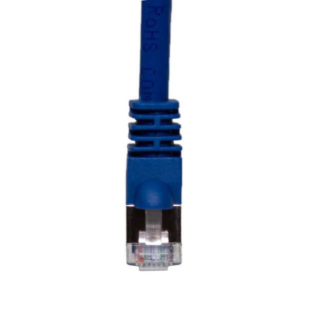 Shielded Cat6a Blue Copper Ethernet Patch Cable, 10 Gigabit, Snagless/Molded Boot, POE Compliant, 500 MHz