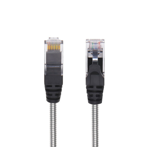 Cat6a Slim Armored Anti-Rodent Copper Ethernet Cable, 10 Gigabit, 28AWG, 500 MHz