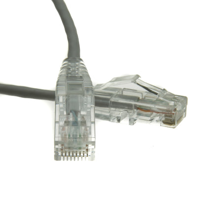 Slim Cat6a Gray Copper Ethernet Cable, 10 Gigabit, Snagless/Molded Boot, 500 MHz