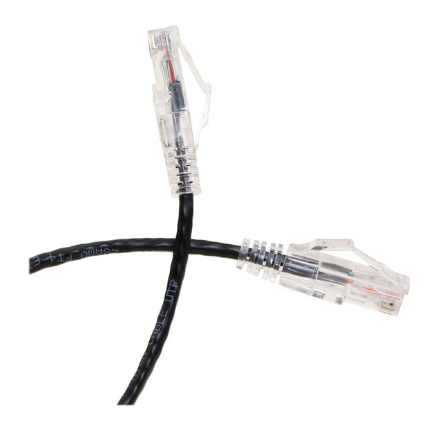 Slim Cat6a Black Copper Ethernet Cable, 10 Gigabit, Snagless/Molded Boot, 500 MHz