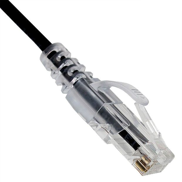 Slim Cat6a Black Copper Ethernet Cable, 10 Gigabit, Snagless/Molded Boot, 500 MHz