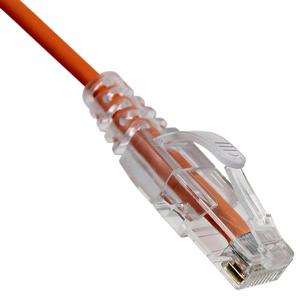 Slim Cat6a Orange Copper Ethernet Cable, 10 Gigabit, Snagless/Molded Boot, 500 MHz