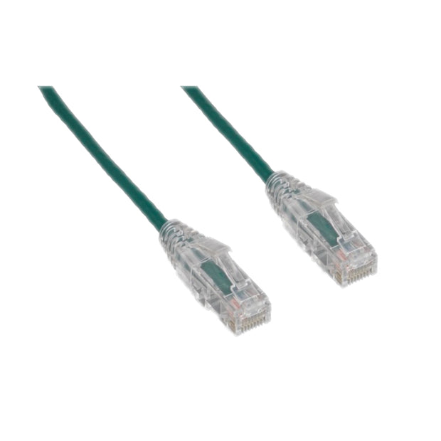 Slim Cat6a Green Copper Ethernet Cable, 10 Gigabit, Snagless/Molded Boot, 500 MHz