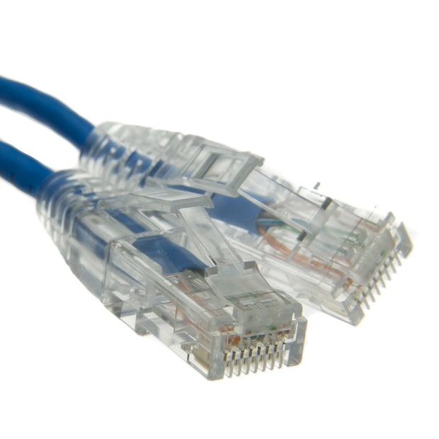 Slim Cat6a Blue Copper Ethernet Cable, 10 Gigabit, Snagless/Molded Boot, 500 MHz
