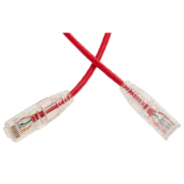 Slim Cat6a Red Copper Ethernet Cable, 10 Gigabit, Snagless/Molded Boot, 500 MHz