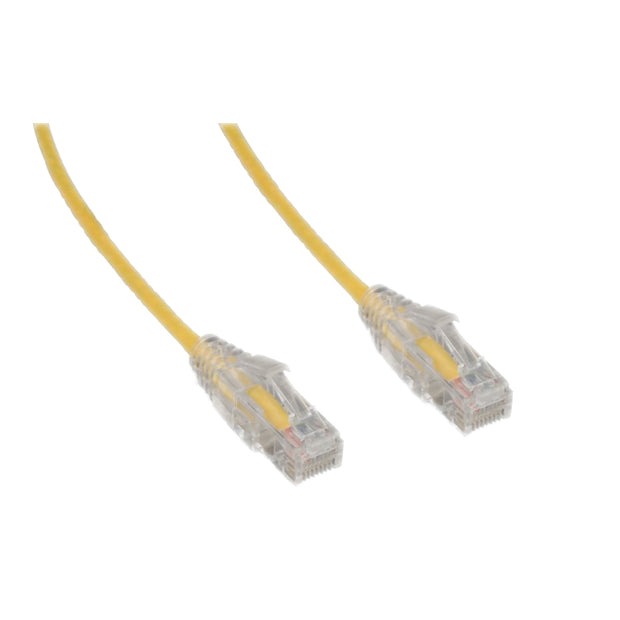 Slim Cat6a Yellow Copper Ethernet Cable, 10 Gigabit, Snagless/Molded Boot, 500 MHz