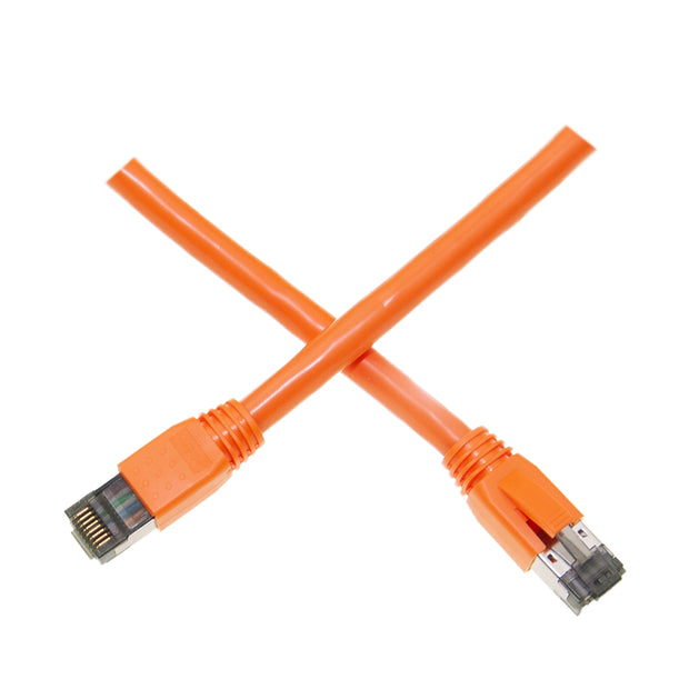 Cat8 Orange S/FTP Ethernet Patch Cable, Molded Boot, 40Gbps - 2000MHz, 4-Pair 24AWG Copper, RJ45 Male