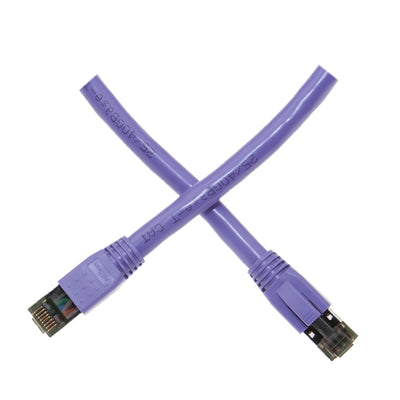 Cat8 Purple S/FTP Ethernet Patch Cable, Molded Boot, 40Gbps - 2000MHz, 4-Pair 24AWG Copper, RJ45 Male