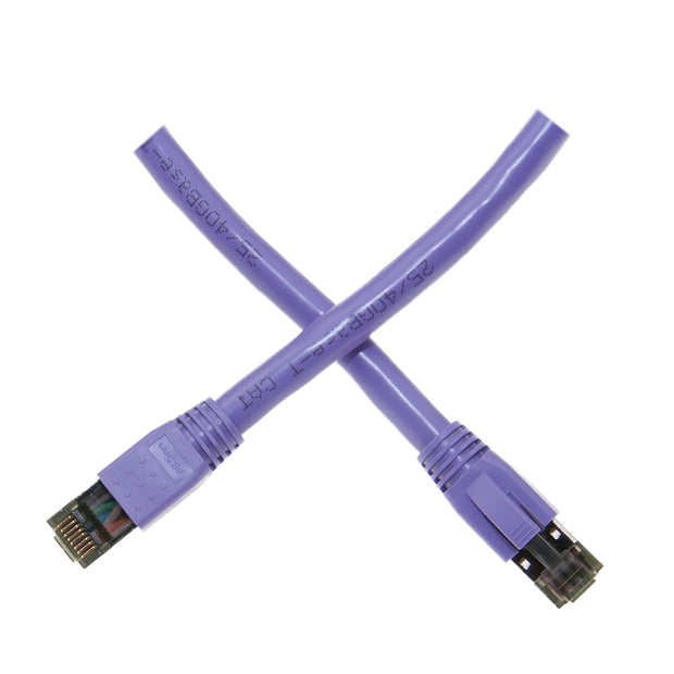 Cat8 Purple S/FTP Ethernet Patch Cable, Molded Boot, 40Gbps - 2000MHz, 4-Pair 24AWG Copper, RJ45 Male