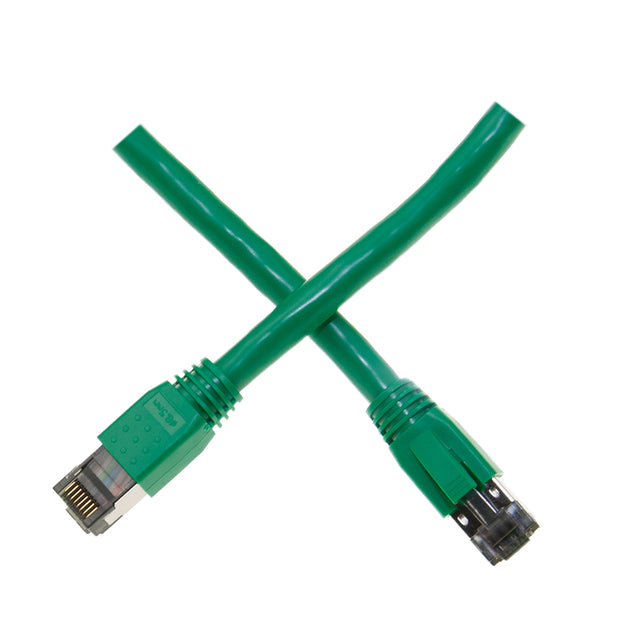 Cat8 Green S/FTP Ethernet Patch Cable, Molded Boot, 40Gbps - 2000MHz, 4-Pair 24AWG Copper, RJ45 Male