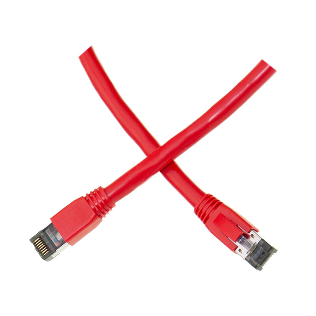 Cat8 Red S/FTP Ethernet Patch Cable, Molded Boot, 40Gbps - 2000MHz, 4-Pair 24AWG Copper, RJ45 Male