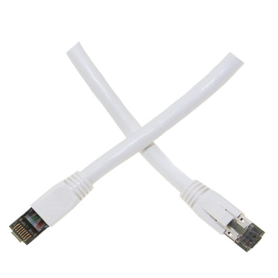 Cat8 White S/FTP Ethernet Patch Cable, Molded Boot, 40Gbps - 2000MHz, 4-Pair 24AWG Copper, RJ45 Male