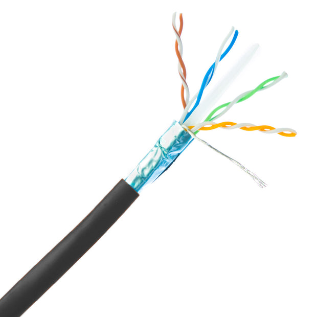 Plenum Shielded Cat6a Copper Ethernet Cable, 10 Gigabit Solid, CMP, POE Compliant, 500Mhz, 23 AWG, Spool, 1000 foot