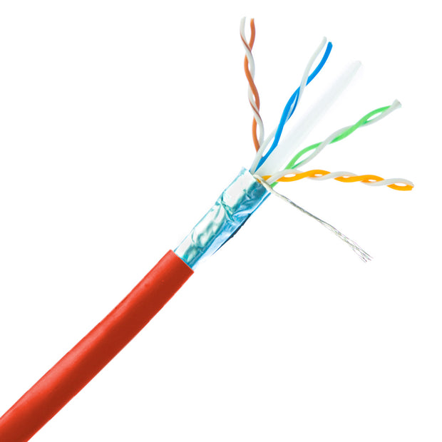 Plenum Shielded Cat6a Copper Ethernet Cable, 10 Gigabit Solid, CMP, POE Compliant, 500Mhz, 23 AWG, Spool, 1000 foot