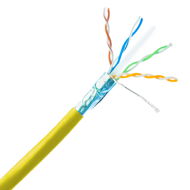 Plenum Shielded Cat6a Copper Ethernet Cable, 10 Gigabit Solid, CMP, POE Compliant, 500Mhz, 23 AWG, Spool, 1000 foot