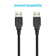 10Ft A-Male to A-Male USB2.0 Cable Black