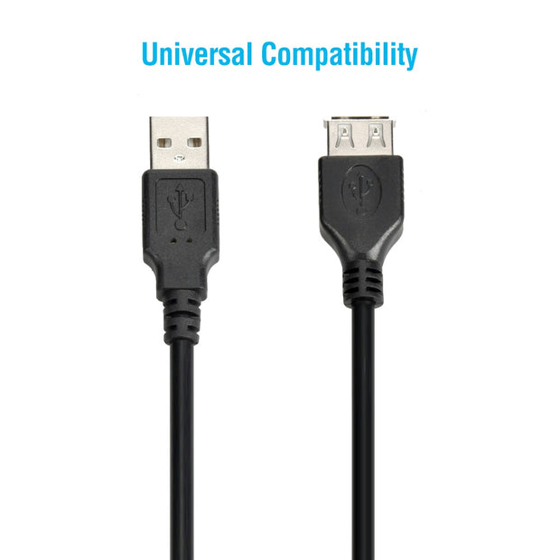 6Ft A-Male to A-Female USB2.0 Extension Cable Black