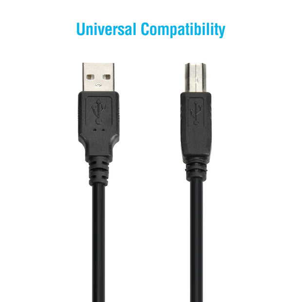 10Ft A-Male to B-Male USB2.0 Cable Black
