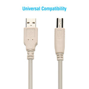 6Ft A-Male to B-Male USB2.0 Cable Ivory