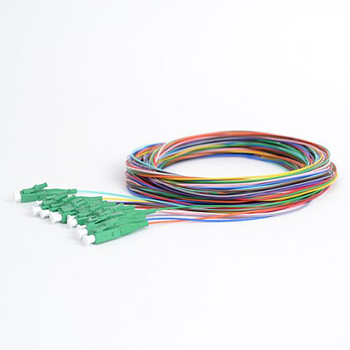 12 Strand Fiber Pigtail, 9/125 Singlemode(Green Boot), LC/APC, 3 meter