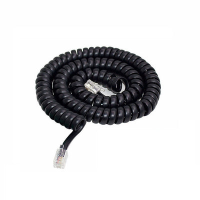 25Ft Coiled Handset Cord, RJ22 (4P4C) Black