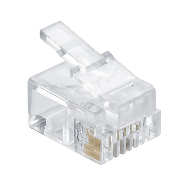 RJ11 (6P4C) Plug for Solid Round Wire 100pk