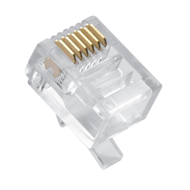 RJ12 (6P6C) Plug for Solid Round Wire 100pk