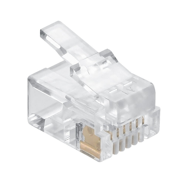 RJ12 (6P6C) Plug for Solid Round Wire 100pk