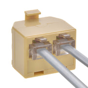 RJ11(6P4C) 1M/2F Modular T Adapter, Ivory Color