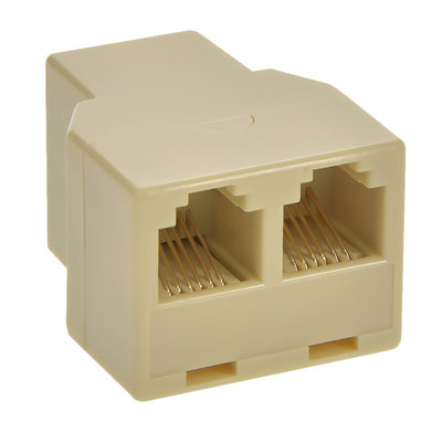 RJ12 1Jack/2Jack T adapter, Straight Beige