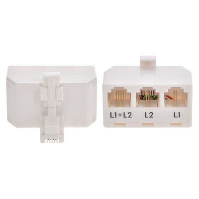 RJ11 6P4C Line Splitter, Line1/Line2/Line1+Line2