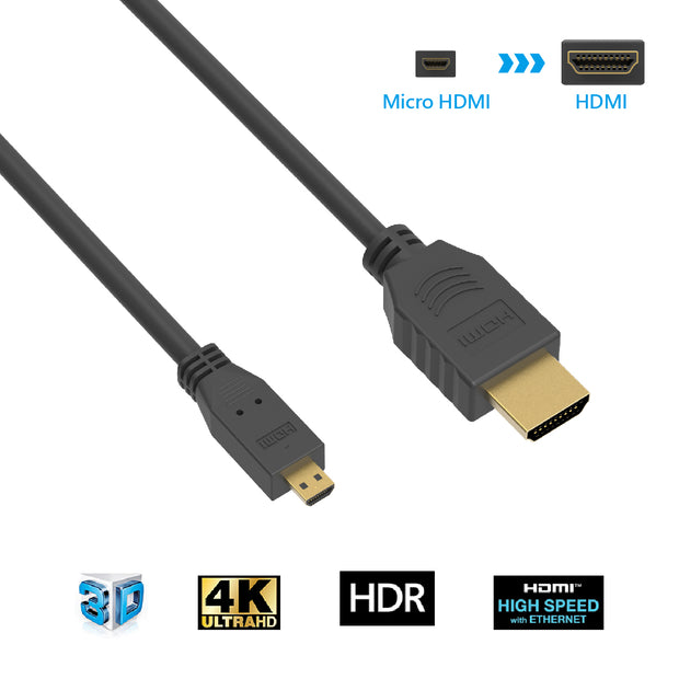 3Ft HDMI Male/Micro Cable 4K/60Hz