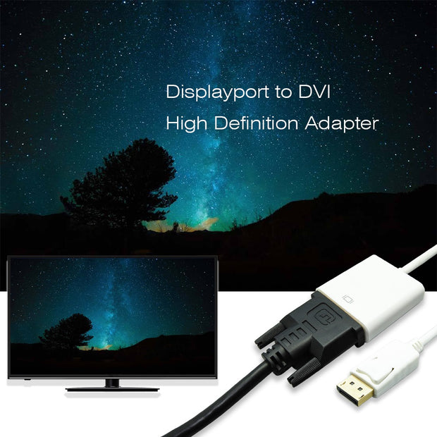 Display Port Male to DVI Female Adapter White