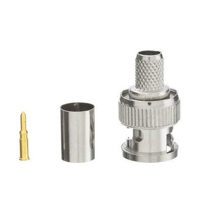 BNC Male Crimp Connector for RG6, 3 Piece
