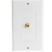 White Decora Wall Plate with F-pin Coupler, F-pin Female