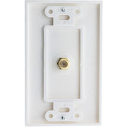 White Decora Wall Plate with F-pin Coupler, F-pin Female