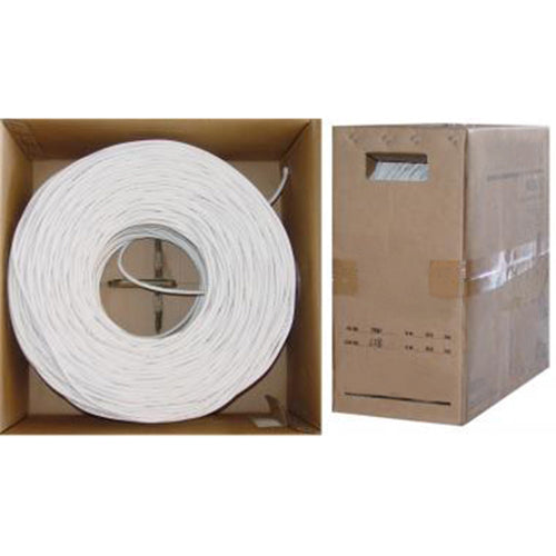 RG6U 18 AWG Dual Shield, Pure Copper, 3 GHz, Solid Core, CM, Pullbox, White, 1000 foot
