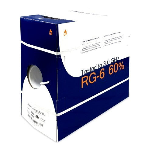 500Ft RG6/U 60% Dual Shield Bare Copper White