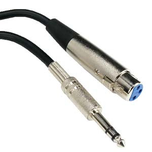 10Ft XLR 3P Female to 1/4" TRS (Balanced Audio) Microphone Cable