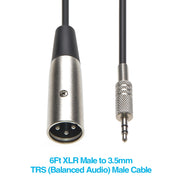 10Ft XLR Male to 3.5mm Stereo TRS (Balanced Audio) Male Cable