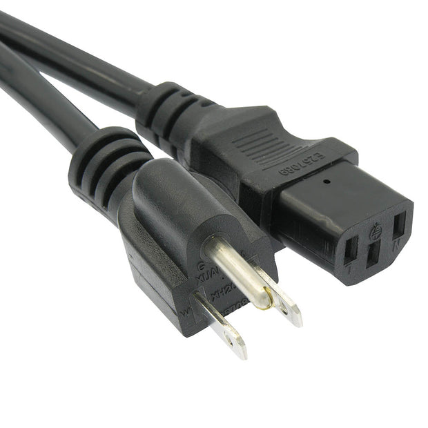 6Ft Computer Power Cord 5-15P to C-13 Black / SJT 14/3