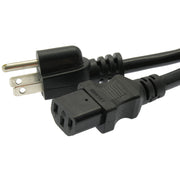 6Ft Computer Power Cord 5-15P to C-13 Black / SJT 14/3