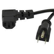 6Ft Computer Power Cord 5-15P to C-13  Right Angle  Black / SVT 18/3