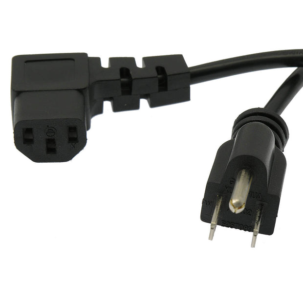 6Ft Computer Power Cord 5-15P to C-13  Right Angle  Black / SVT 18/3