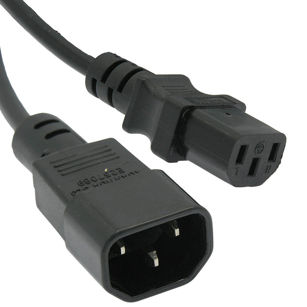 3Ft Power Extension Cord C13 to C14 Black /SVT  18/3